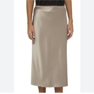 High Waist Midi Skirt Solid Satin Elegant Skirts